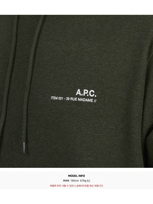 Logo Print Drawstring Hoodie Khaki - A.P.C. - BALAAN 8