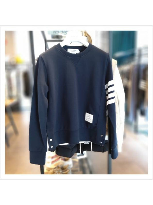 Engineered 4 Bar Stripe Loopback Jersey Knit Crewneck Sweatshirt Navy - THOM BROWNE - BALAAN 2