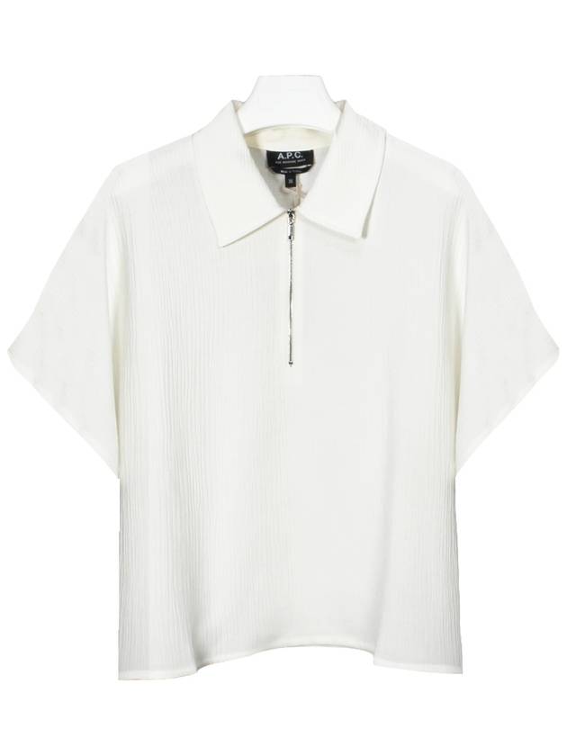 Half Zip-Up Short Sleeve PK Shirt White - A.P.C. - BALAAN 2