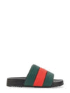 Web Padded Slide Sandals Red Green - GUCCI - BALAAN 2