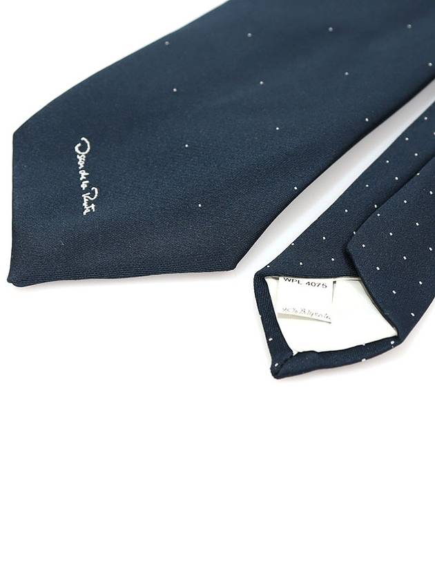 Navy polyester dot pattern tie - OSCAR DE LA RENTA - BALAAN 4