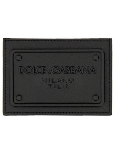 Raised Logo Calfskin Card Wallet Black - DOLCE&GABBANA - BALAAN 2