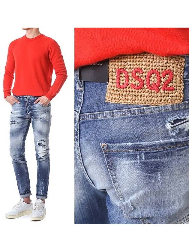 Distressed Washed Slim Jeans Blue - DSQUARED2 - BALAAN 2