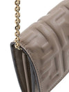 Baguette Continental Chain Leather Long Wallet Grey - FENDI - BALAAN 8