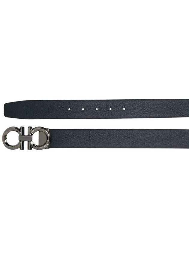 Gancini Buckle Reversible Leather Belt Black Navy - SALVATORE FERRAGAMO - BALAAN 4