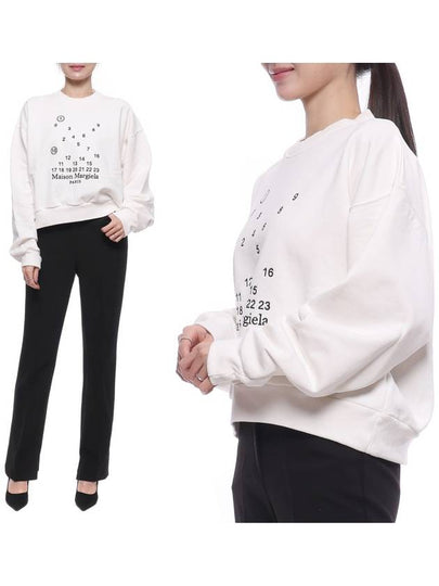 Women's Numbering Logo Print Cotton Sweatshirt White - MAISON MARGIELA - BALAAN 2