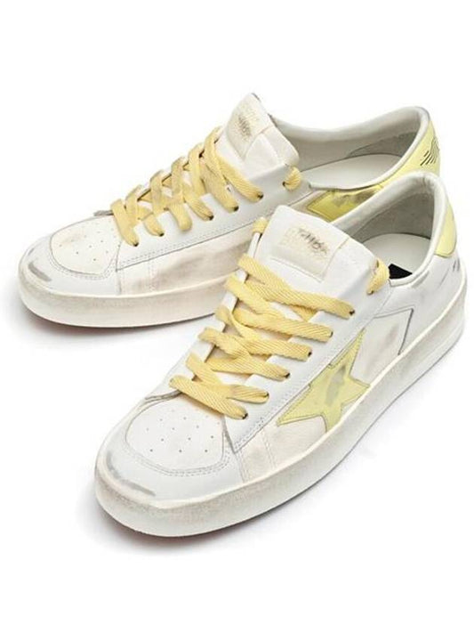 Men's Stardan Leather Yellow Tab Low Top Sneakers White - GOLDEN GOOSE - BALAAN 2
