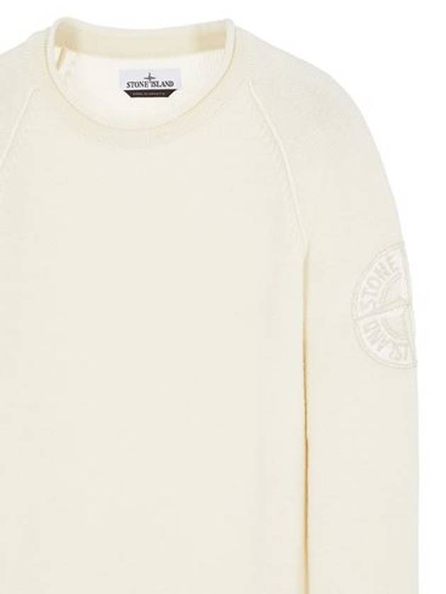 Embroidered Logo Crew Neck Lambswool Knit Top Ivory - STONE ISLAND - BALAAN 6