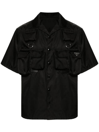 Short Sleeved Re Nylon Shirt Black - PRADA - BALAAN 2