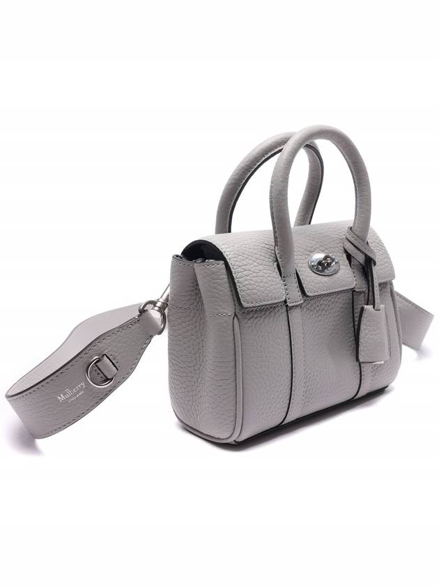 Bayswater Mini Heavy Grain Shoulder Bag Pale Grey - MULBERRY - BALAAN 4