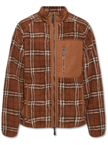 Men's Vintage Check Fleece Zip-Up Jacket Brown - BURBERRY - BALAAN 1