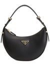 Arque Leather Shoulder Bag Black - PRADA - BALAAN 3