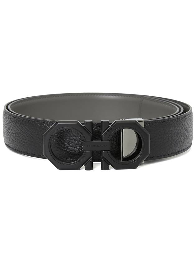 Reversible Gancini Leather Belt Black - SALVATORE FERRAGAMO - BALAAN 2