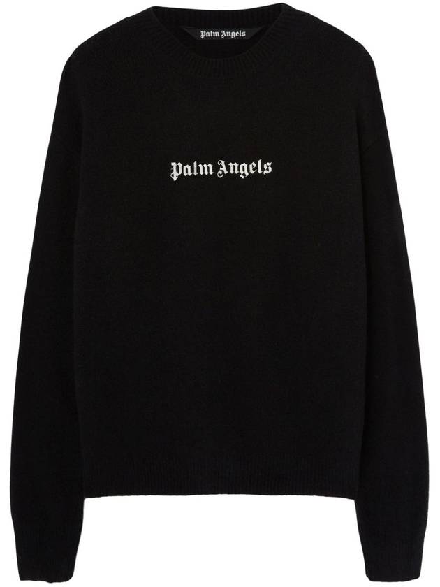 Palm Angels Crew Neck Sweater In Merino Wool And Cashmere - PALM ANGELS - BALAAN 1