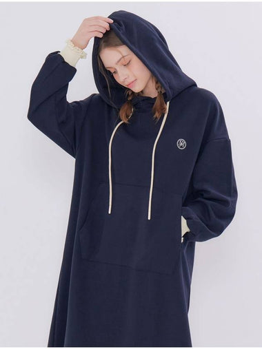 Shirring Hooded Long Dress Navy - METAPHER - BALAAN 1