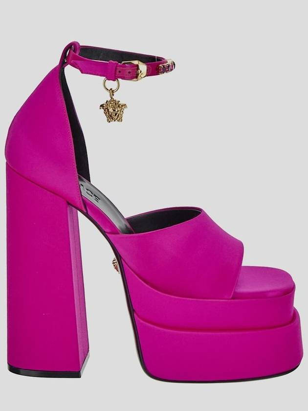 Aevitas Medusa Charm Satin Platform Sandals Fuchsia - VERSACE - BALAAN 3