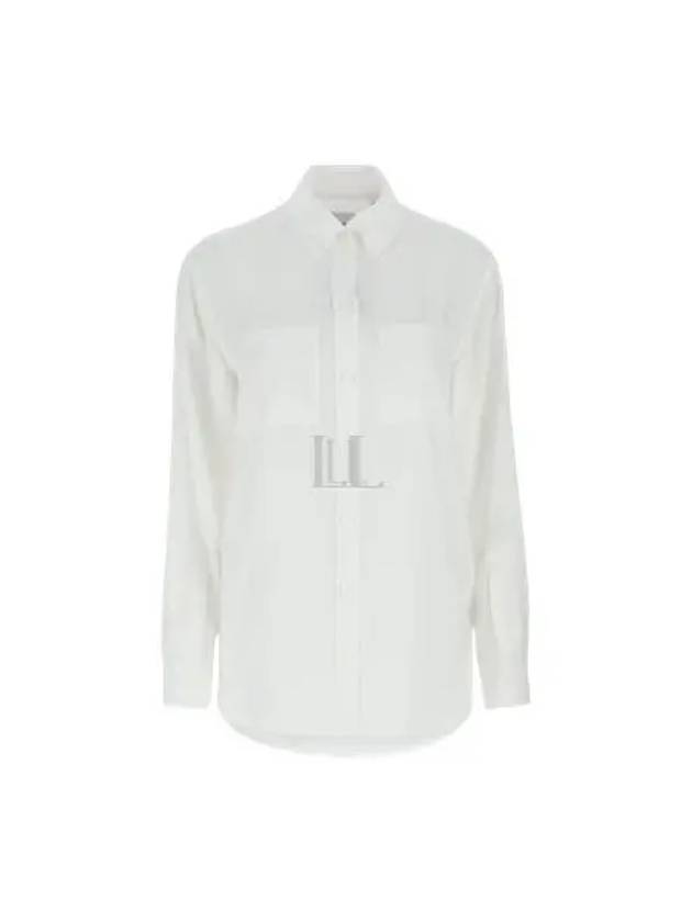 Women's EKD Jacquard Oversized Silk Shirt Optic White - BURBERRY - BALAAN 2