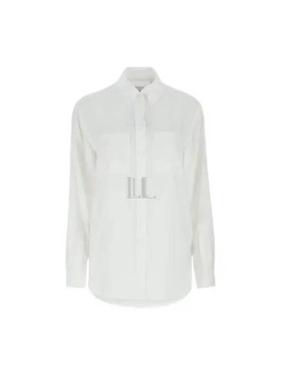 Women's EKD Jacquard Oversized Silk Shirt Optic White - BURBERRY - BALAAN 2