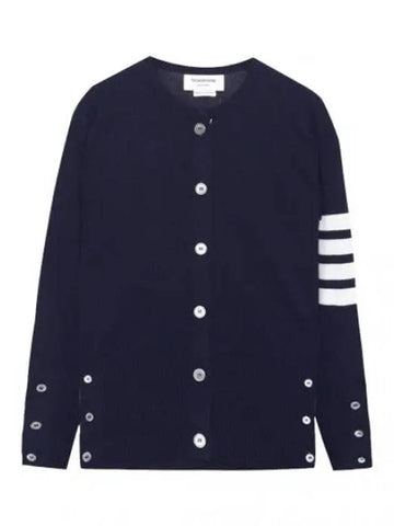 Diagonal striped round collar cashmere cardigan women - THOM BROWNE - BALAAN 1