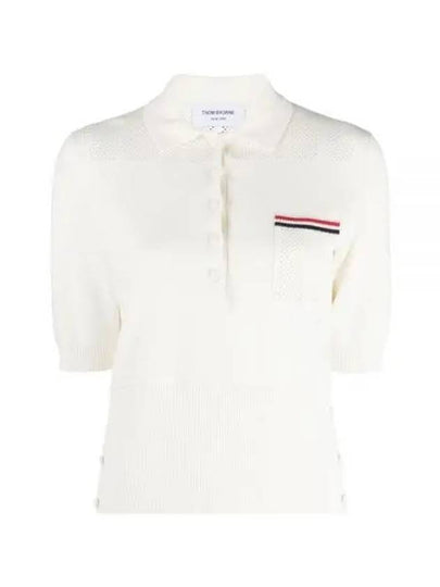 Cotton Tipping Polo Shirt White - THOM BROWNE - BALAAN 2