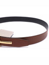 T Logo Reversible Leather Belt Black Tan - TOM FORD - BALAAN 6