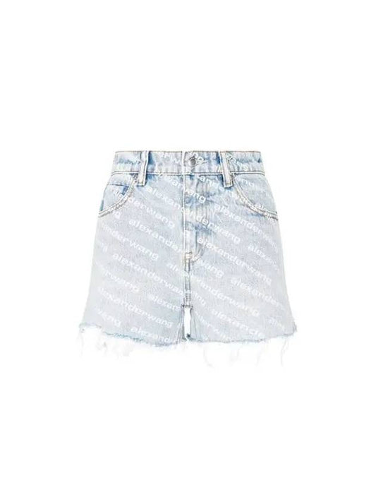 .t cutting hem logo denim shorts light indigo 270649 - ALEXANDER WANG - BALAAN 1