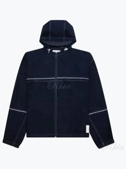 Nylon hooded zip up navy - THOM BROWNE - BALAAN 2