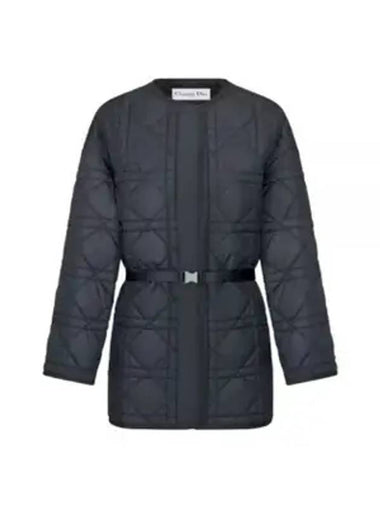 Macrocannage Belted Quilted Technical Taffeta Padding Navy - DIOR - BALAAN 1