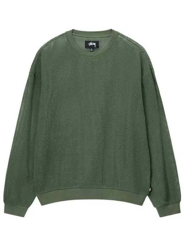 1140295 OLIVE Cotton Mesh Long Sleeve Crew Tee - STUSSY - BALAAN 1