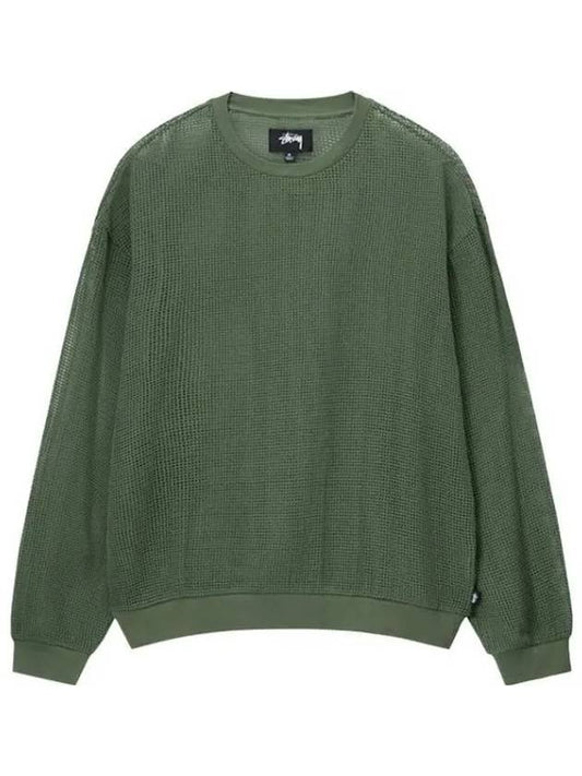 1140295 OLIVE Cotton Mesh Long Sleeve Crew Tee - STUSSY - BALAAN 1