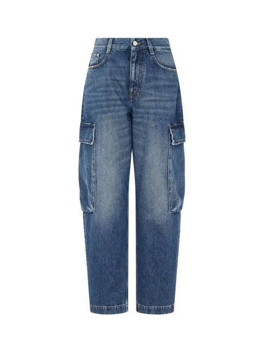 Women's Long Pocket Cropped Cargo Jeans Dark Blue 271720 - STELLA MCCARTNEY - BALAAN 1