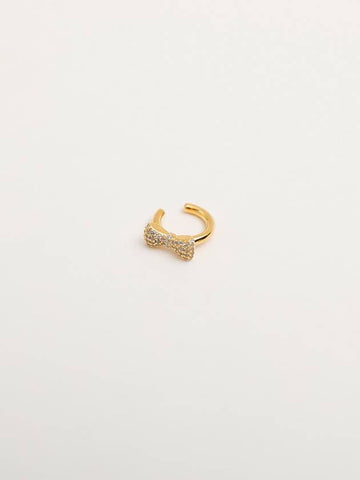 Cubic Ribbon Earring Gold - SOSOO - BALAAN 1