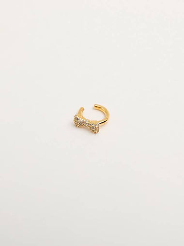 Cubic Ribbon Earring Gold - SOSOO - BALAAN 1