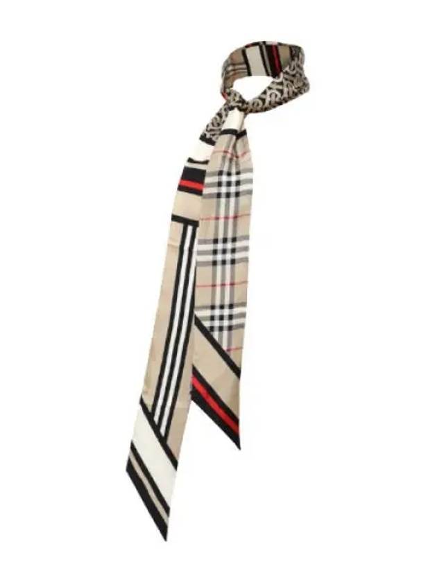 Montage Print Silk Skinny Scarf Archive Beige - BURBERRY - BALAAN 2