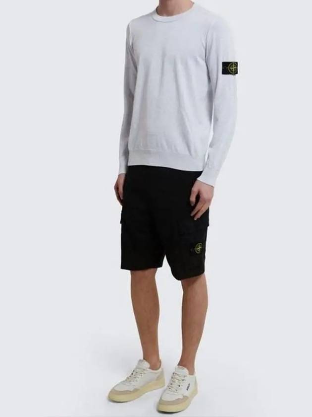 Crewneck Soft Cotton Knit Top Melange Grey - STONE ISLAND - BALAAN 5