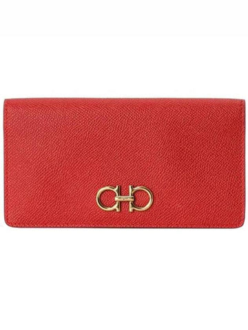 Gancini Continental Long Wallet Red - SALVATORE FERRAGAMO - BALAAN 1