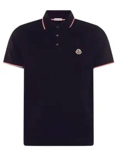 Small Logo Patch Short Sleeve Cotton Polo Shirt Navy - MONCLER - BALAAN 1