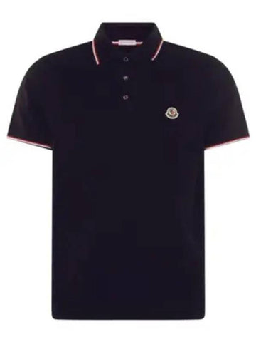 Small Logo Patch Short Sleeve Cotton Polo Shirt Navy - MONCLER - BALAAN 1