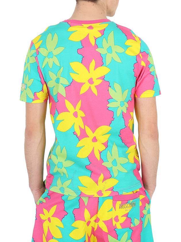 Men s Short Sleeve T Shirt Moschino Allover Flower Print Cotton Size Medium - MOSCHINO - BALAAN 4