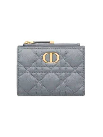 Caro Dahlia Supple Cannage Calfskin Half Wallet Cloud Blue - DIOR - BALAAN 1