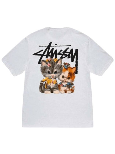 Kitten Print Short Sleeve T-Shirt White - STUSSY - BALAAN 1