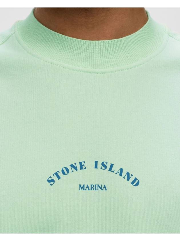 Marina Cotton Nylon Terry Fleece Crewneck Sweatshirt Green - STONE ISLAND - BALAAN 3