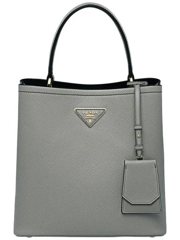 Pannier Saffiano Leather Medium Tote Bag Grey - PRADA - BALAAN 2