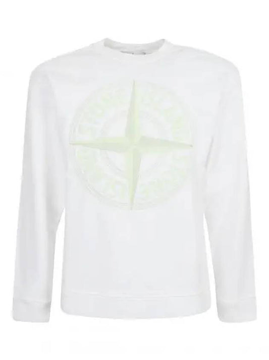 Garment Dyed Stitches Four Print Crewneck Sweatshirt White - STONE ISLAND - BALAAN 2