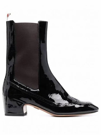 Soft Patent Leather Mid 4 Bar Stripe Chelsea Boots Black - THOM BROWNE - BALAAN 2