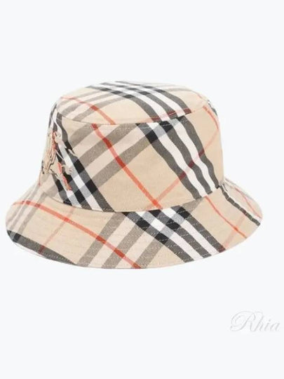 Check Cotton Blend Bucket Hat Beige - BURBERRY - BALAAN 2