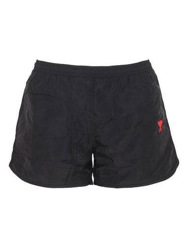 Heart Logo Swim Shorts Black - AMI - BALAAN 1