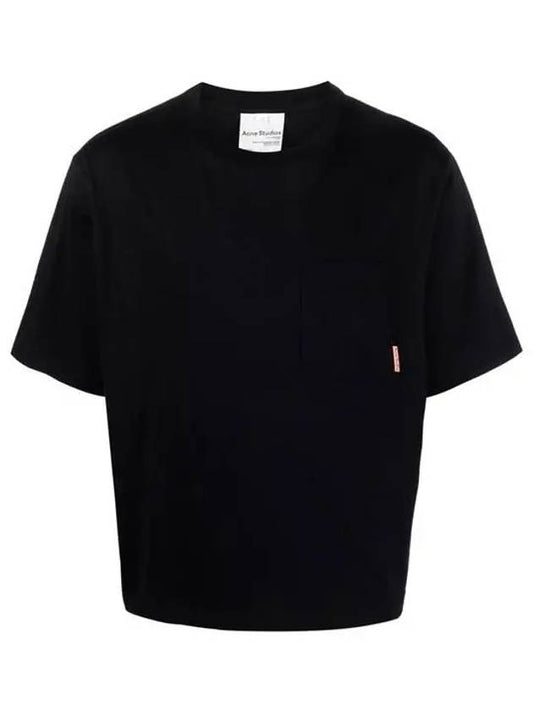 Pink Label Crew Neck Short Sleeve T-Shirt Black - ACNE STUDIOS - BALAAN 2