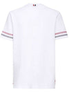 Textured Cotton Stripe Short Sleeve T-Shirt White - THOM BROWNE - BALAAN 3