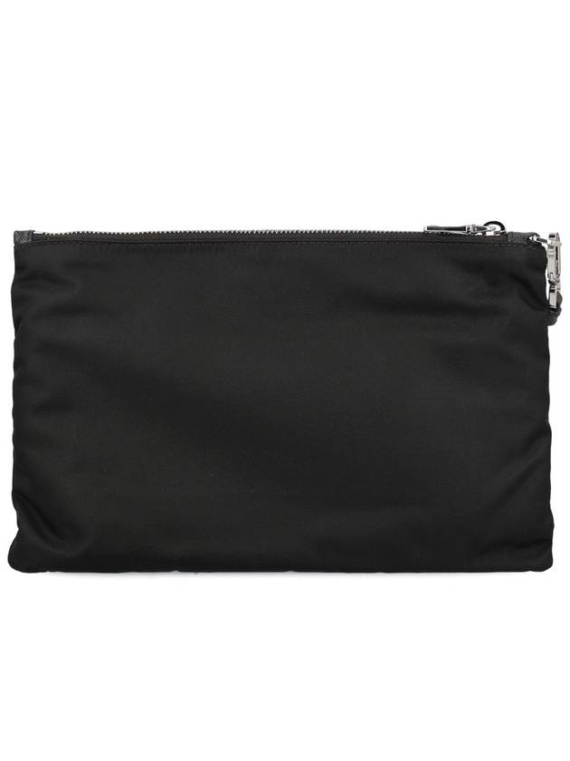 Re-Nylon and Saffiano Leather Clutch Bag Black - PRADA - BALAAN 3